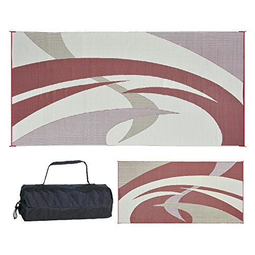 Stylish Camping 159185 9-feet by 18-feet Reversible Mat, Plastic Straw Rug, Large Floor Mat for Outdoors, RV, Patio, Backyard, Picnic, Beach, Camping (Burgundy/Brown)