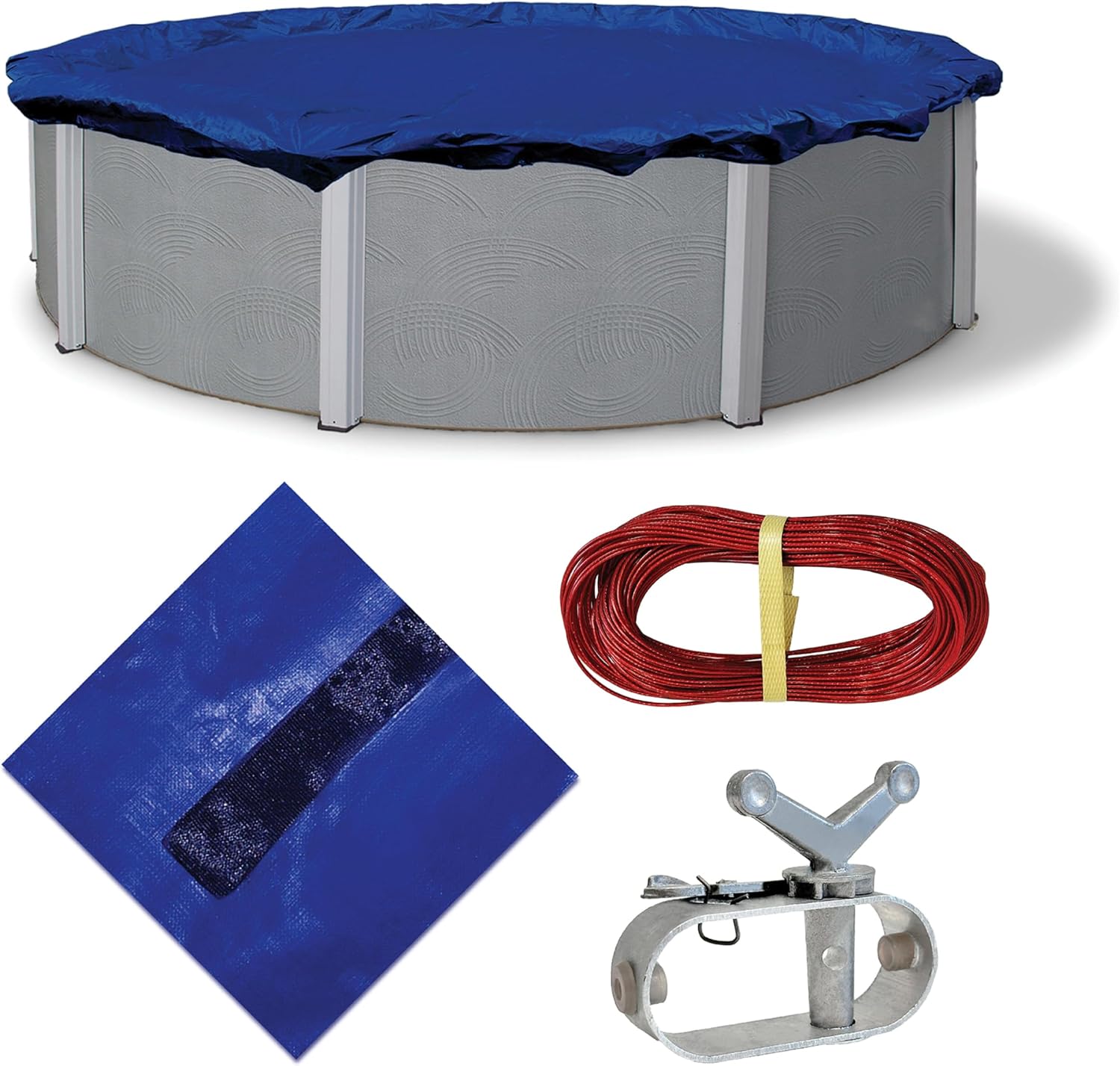 Blue Wave Gold 15-Year 18 ft Round Above Ground Pool Cover for Winter Durable & Weather-Resistant Polyethylene  4 ft Overlap, Black Underside, Reinforced Grommets, Winch, Cable  Royal Blue