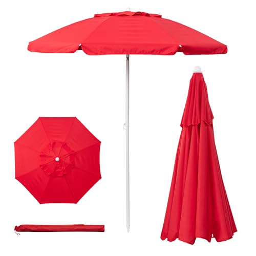 PICNIC TIME 5.5 ft Beach Umbrella (Red)