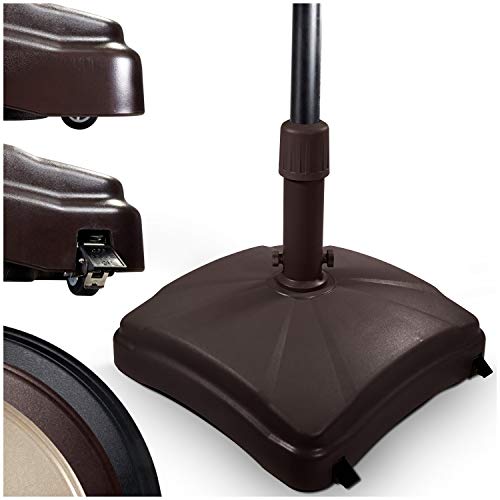 Outdoor Umbrella Stand w/ Easy Rolling Base (up to 125lb) Heavy Duty Universal Design for Weighted Commercial Patio & Deck Big Mobile Sun Shade w/ Hidden Wheels | Bronze, Black, Sandstone
