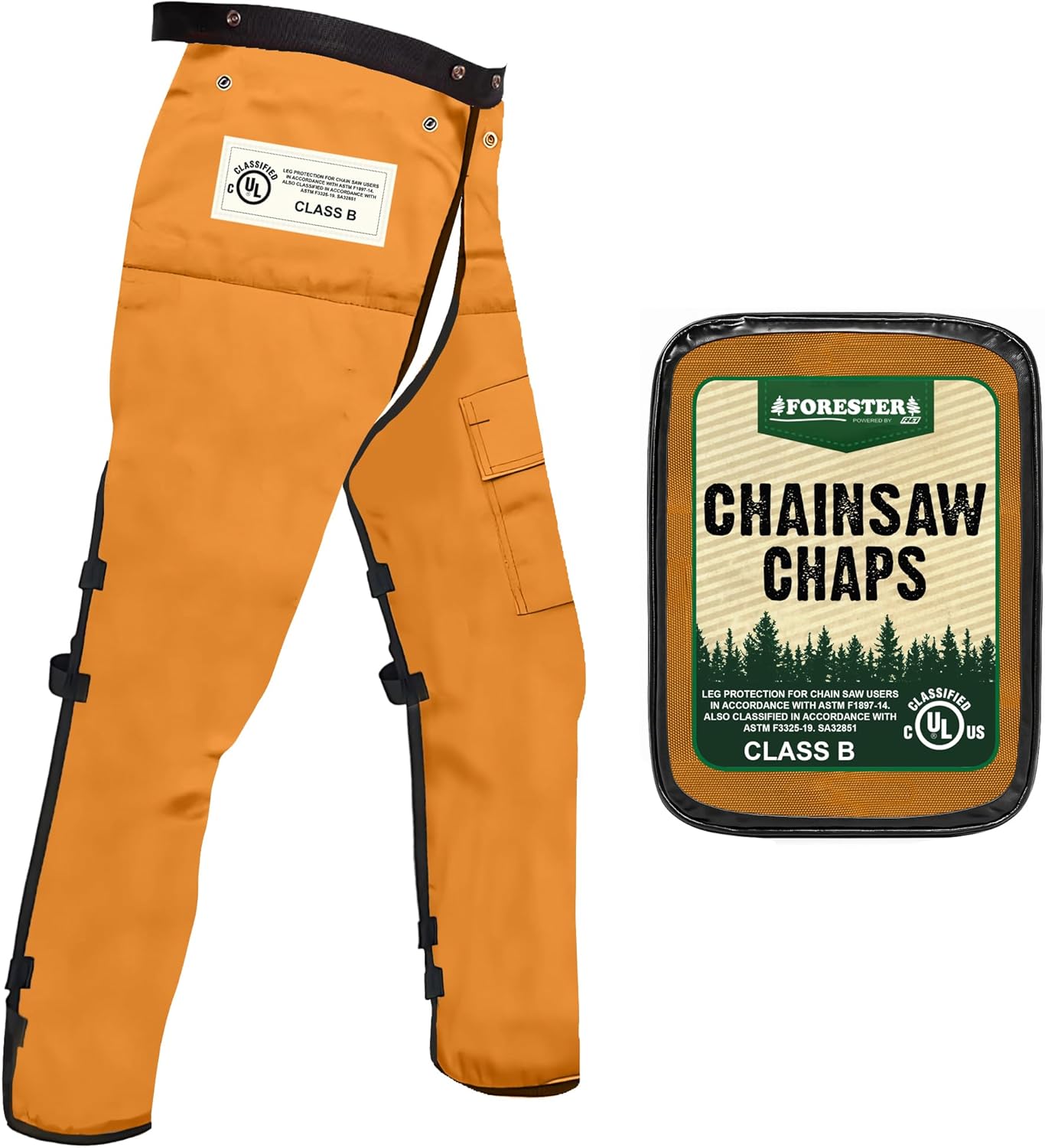 FORESTER Chainsaw Chaps for Men & Women | Apron-Style Chaps with Pocket & Adjustable Waist | Chainsaw Safety Equipment