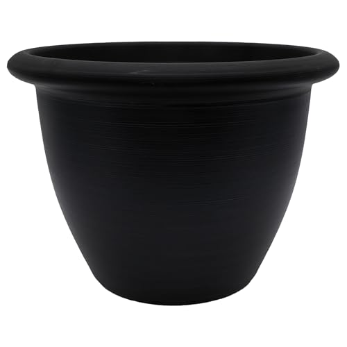 The HC Companies Sevilla Flower Planters - Durable Outdoor & Indoor Planter - Round Lightweight Self Watering Plant Pots for Herbs & More (16" Black, Pack of 1)