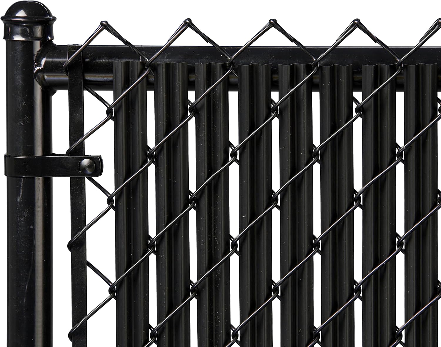 Made in America - Made in America - Ridged Slats Slat Depot Single Wall Bottom Locking Privacy Slat for 3', 4', 5', 6', 7' and 8' Chain Link Fence (6ft, Black)