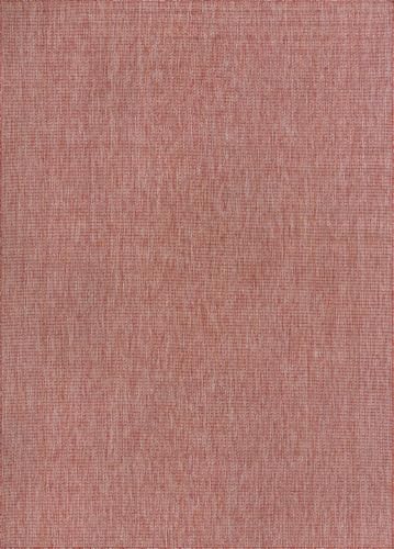 Unique Loom Collection Casual Transitional Solid Heathered Indoor/Outdoor Flatweave Area Rug (8' x 11' 4" Rectangle, Rust Red/Beige)