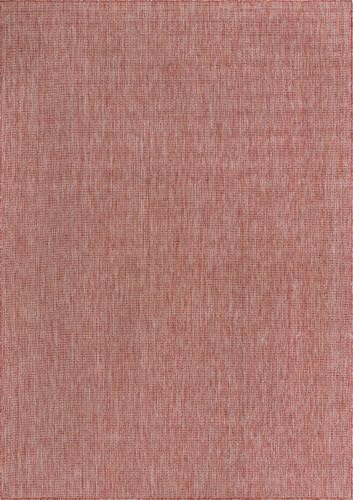 Unique Loom Collection Casual Transitional Solid Heathered Indoor/Outdoor Flatweave Area Rug (7' 1" x 10' Rectangle, Rust Red/Beige)