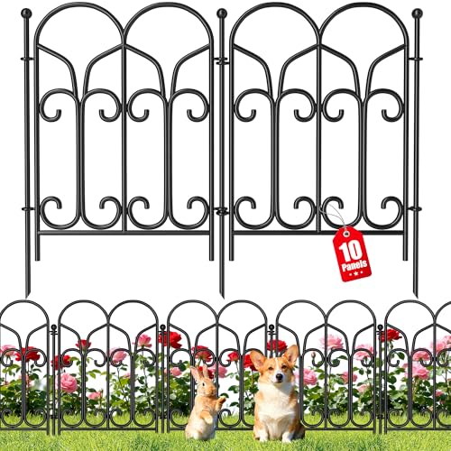 AMAGABELI 22in x 10ft Decorative Fence (Black)