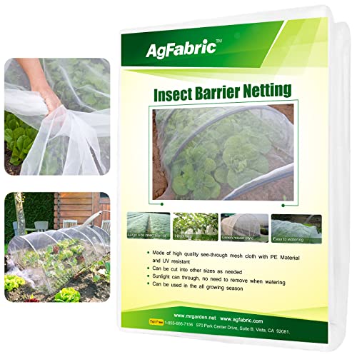 Agfabric Garden Netting 20'x50' Insect Pest Barrier Bird Netting for Garden Protection,Row Cover Mesh Netting for Vegetables Fruit Trees and Plants,White