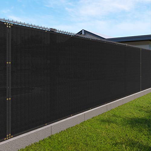 Windscreen4less 4' x 49'10" Privacy Fence Screen Heavy Duty Windscreen Fencing Cover Windblock Mesh Fabric Shade Cloth with Brass Grommtes for Garden Yard Pool Deck Carport Construction, Black