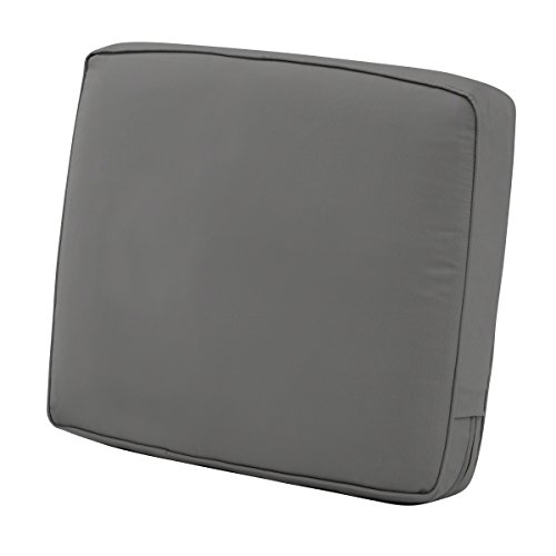 Classic Accessories Montlake Water-Resistant 21 x 20 x 4 Inch Patio Lounge Back Cushion, Light Charcoal Grey, Outdoor Loveseat Cushions