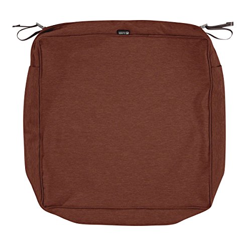 Classic Accessories Montlake Water-Resistant 23 x 23 x 5 Inch Square Outdoor Seat Cushion Slip Cover, Patio Furniture Chair Cushion Cover, Heather Henna Red, Patio Furniture Cushion Covers