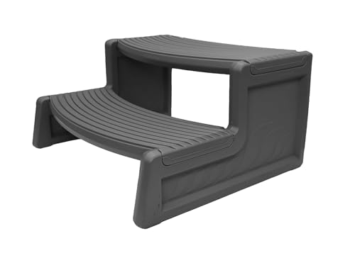 Confer Plastics Resin Multi Purpose Outdoor Non Slip Portable Spa and Hot Tub Handi-Step Deck Patio Steps Accessories, Deep Grey