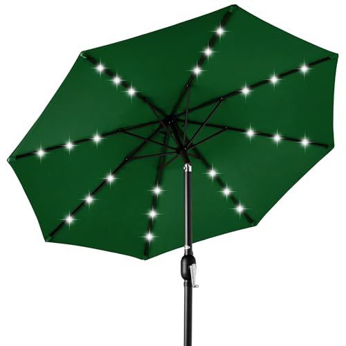 Best Choice Products 10ft Solar Polyester LED Lighted Patio Umbrella w/Tilt Adjustment and UV-Resistant Fabric - Green