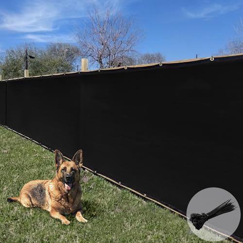 E&K Sunrise 6' x 50' Privacy Fence Screen with Grommets, Outdoor Windscreen Fence Covering Privacy Screen UV Blockage for Backyard Garden Patio, Zip Ties Included (Black)