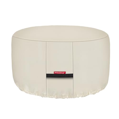 Porch Shield Fire Pit Cover - Waterproof 600D Heavy Duty Fade Resistant Round Patio Fire Bowl Cover Beige - 44 inch