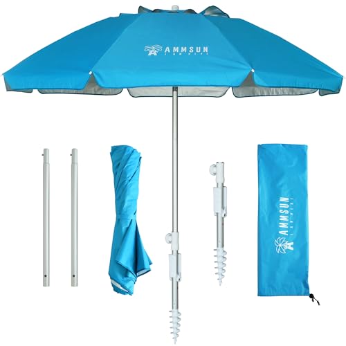 AMMSUN 6.5ft Twice Folded Portable Beach Umbrella