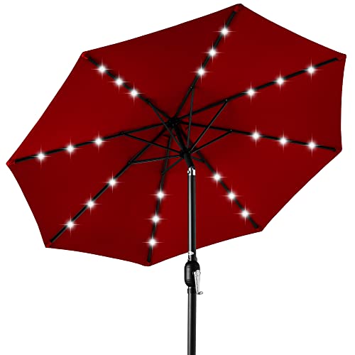 10ft Solar LED Patio Umbrella (Red)