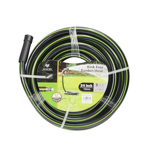 Worth Leader Garden Hose 3/4 in. x 100 ft. -No Kink, Flexible, Leakproof, Male/Female, 500PSI Burst -Heavy Duty Durable 5 Layers PVC Rubber Lightweight Water Pipe for Gardening, Agriculture&Lawn Care