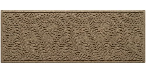 WaterHog Indoor/Outdoor Door Mat, 2' x 5', Made in USA, Durable & Skid-Resistant Front Door Rug, Decorative, Water-Trapping & Heavy-Duty Entryway Mat for Your Home, Boxwood Collection, Khaki/Camel