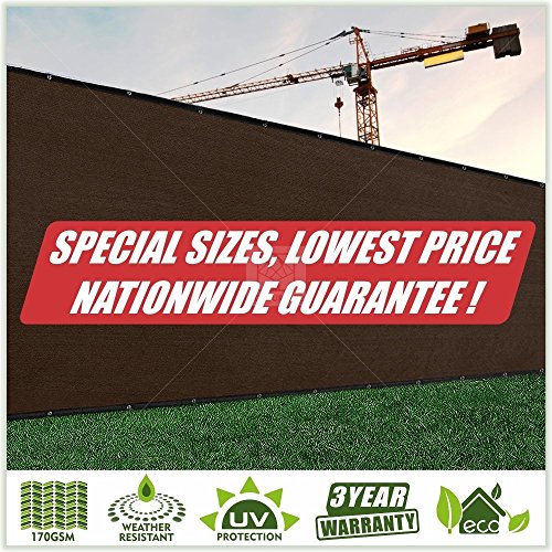 ColourTree Customized Size Fence Screen Privacy Screen Brown 6' x 44' - Commercial Grade 170 GSM - Heavy Duty - 3 Years Warranty - Cable Zip Ties Included