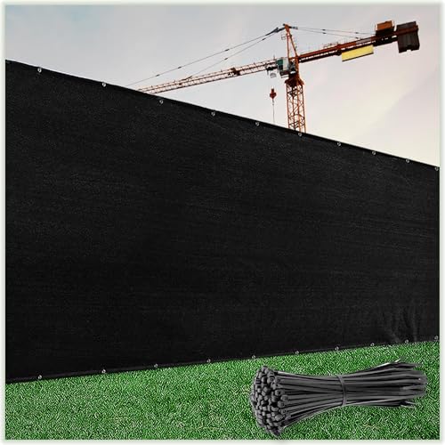 ColourTree Customized Size Fence Screen Privacy Screen Black 6' x 125' - Commercial Grade 170 GSM - Heavy Duty - 3 Years Warranty - Cable Zip Ties Included