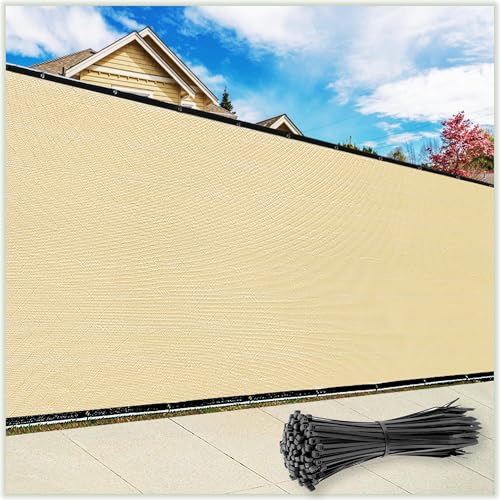 ColourTree Customized Size Fence Screen Privacy Screen Beige 4' x 111' - Commercial Grade 170 GSM - Heavy Duty - 3 Years Warranty - Cable Zip Ties Included