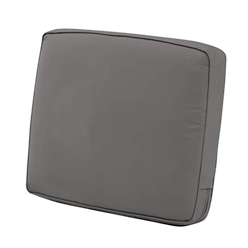 Classic Accessories Montlake Water-Resistant 23 x 22 x 4 Inch Patio Lounge Back Cushion, Light Charcoal Grey, Outdoor Loveseat Cushions