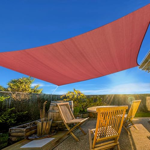 Artpuch 10'x13' Sun Shade Sails Canopy Rectangle Rust Red, 185GSM Shade Sail UV Block for Patio Garden Outdoor Facility and Activities