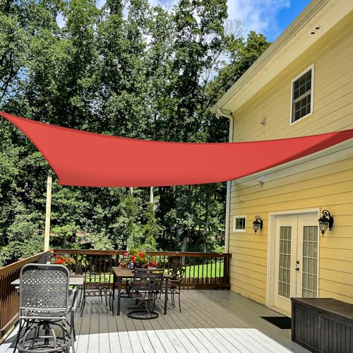 TANG 6' x 24' Sun Shade Sail Rectangle Outdoor Canopy UV Block Sunshades for Patio, Square Shade Cloth for Backyard Porch Deck Garden Pergola Cover, Red