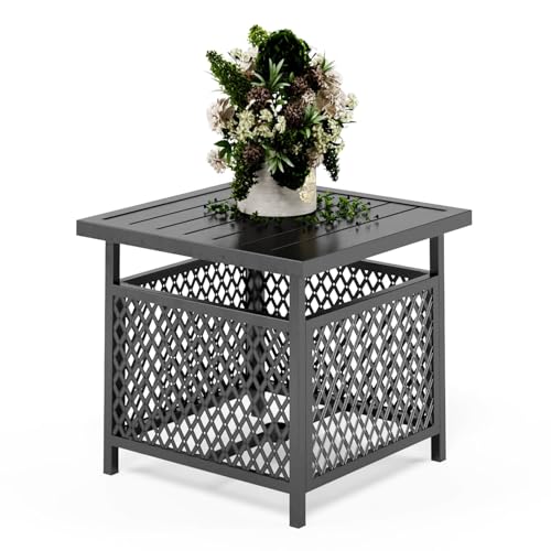 PHI VILLA Outdoor Patio Umbrella Side Table Base Stand with 1.57" Umbrella Hole for Garden,Pool Deck - Black
