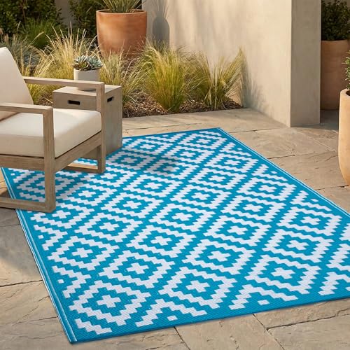 FH Home Outdoor Rug - Aztec Teal
