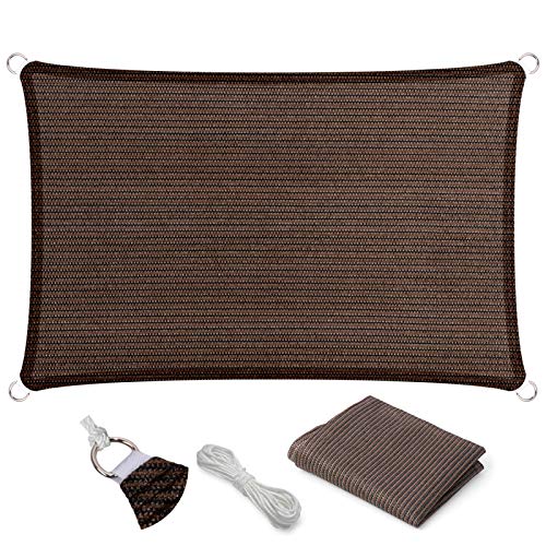 Eden's Decor Straight Flat-Edged Sun Shade Sail Rectangular 7' x 11' Brown UV-Blocking Outdoor Canopy Fabric Cloth Awning for Pergola Patio Garden Backyard Custom Size