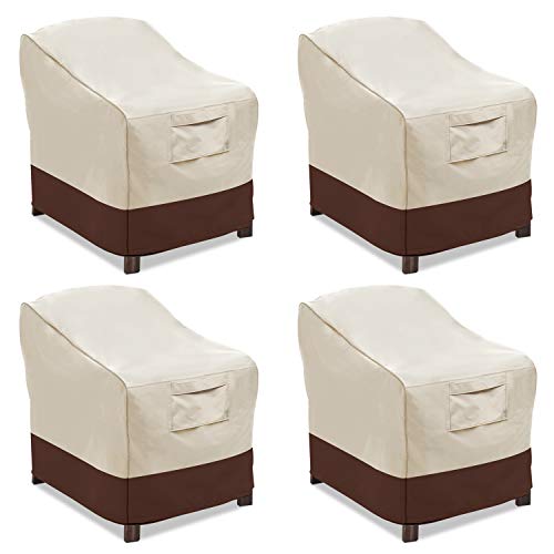 Vailge Patio Chair Covers, Lounge Deep Seat Cover, Heavy Duty and Waterproof Outdoor Lawn Patio Furniture Covers (4 Pack - Large, Beige & Brown)
