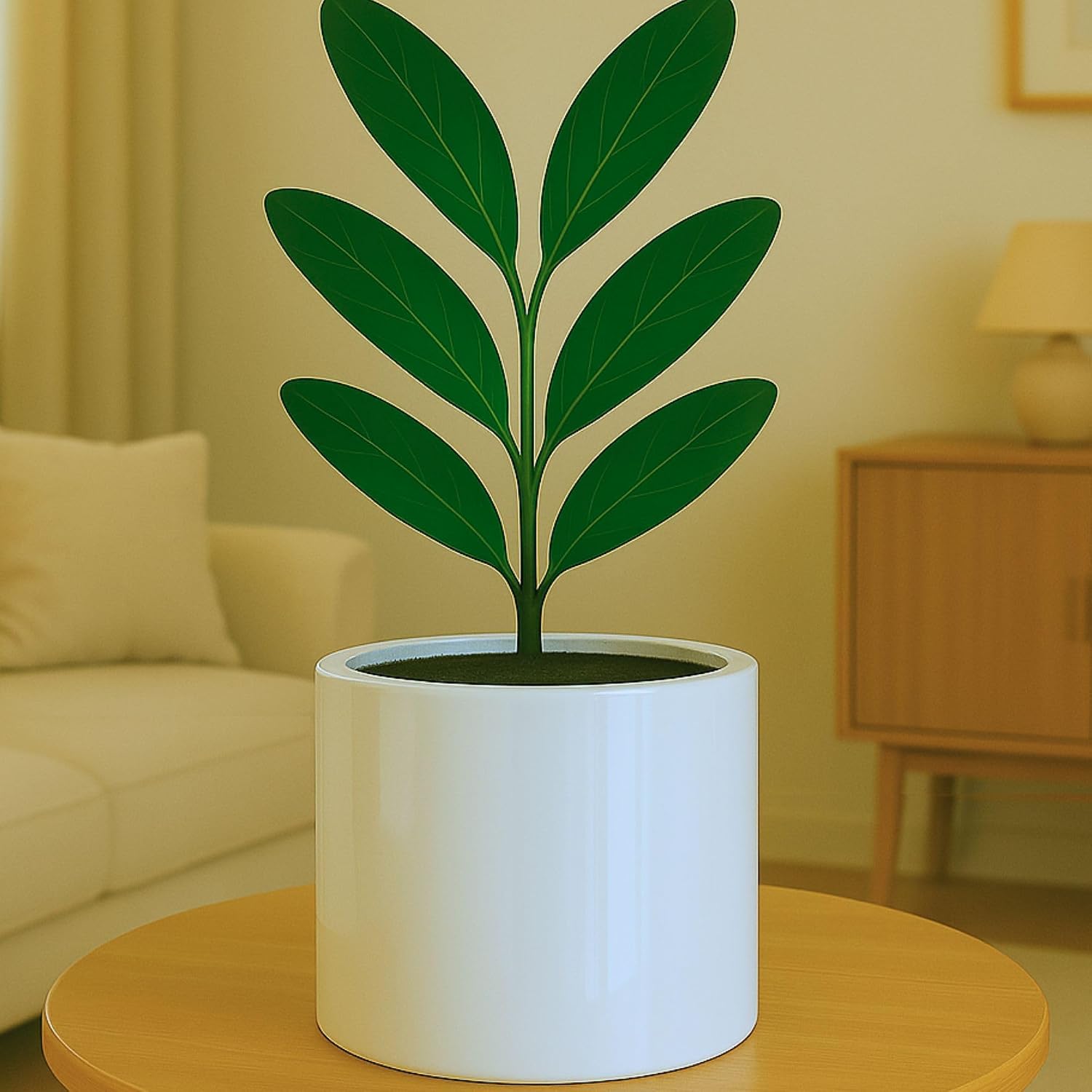 Fox & Fern 8 Inch Glossy White Pot