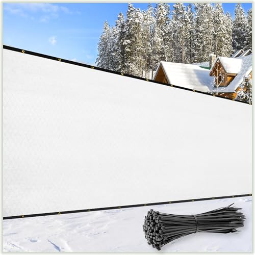 ColourTree Customized Size Fence Screen Privacy Screen White 6' x 42' - Commercial Grade 170 GSM - Heavy Duty - 3 Years Warranty - Cable Zip Ties Included
