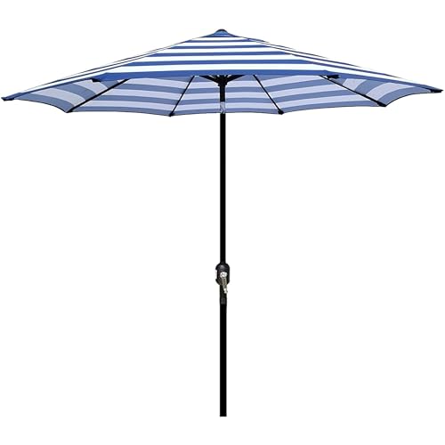 Blissun 9' Outdoor Patio Umbrella, Outdoor Table Umbrella, Yard Umbrella, Market Umbrella with 8 Sturdy Ribs, Push Button Tilt and Crank