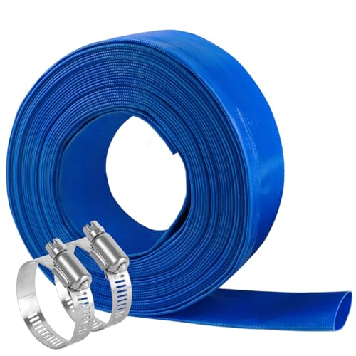 Eastrans 1-1/4''x100ft Blue PVC Lay-Flat Backwash Hose