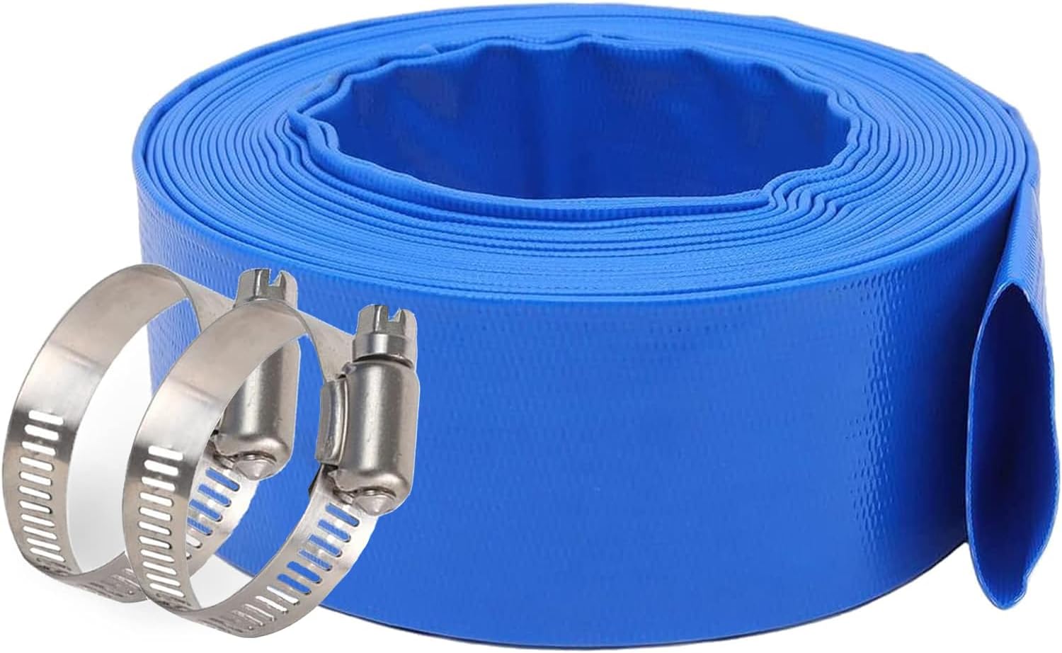 Eastran 3Diameter x 50ft Blue Backwash Hose for Swimming Pools, 5 inch Width When Pool Hose Lay-Flat,Heavy Duty Discharge Hose Reinforced Pool Drain Hose,Draining Hoses Ideal for Water Transferring