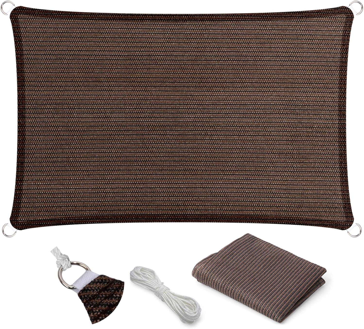 Eden's Decor Straight Flat-Edged Sun Shade Sail Rectangular 10' x 19' Brown UV-Blocking Outdoor Canopy Fabric Cloth Awning for Pergola Patio Garden Backyard Custom Size
