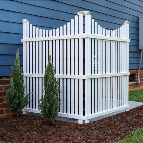 45in H x 36in W (2 Panels) No Dig Enclo Huntersville White Vinyl Privacy Screen, Outdoor Privacy Panels, Trash Can Enclosure, Air Conditioner Fence, Pool Equipment Enclosure, ZP19036