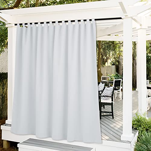 RYB HOME Outdoor Curtains Extra Long - Blackout Privacy Waterproof Outside Curtains Block Sun Exposure for Patio Pergola Corridor Gazebo, Width 100 x Length 120 inch, Grayish White
