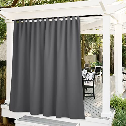 RYB HOME Outdoor Curtains Extra Long - Blackout Privacy Waterproof Outside Curtains Block Sun Exposure for Patio Pergola Corridor Gazebo, Width 100 x Length 120 inch, Grey