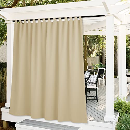 RYB HOME Outdoor Curtains Extra Long - Blackout Privacy Waterproof Outside Curtains Block Sun Exposure for Patio Pergola Corridor Gazebo, Width 100 x Length 120 inch, Cream Beige