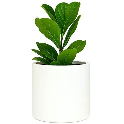 Fox & Fern Large 12 Inch Plant Pot with Hidden Saucer  Premium Lightweight Fiberstone Matte White Self Watering Planter with Seamless Saucer; Indoor & Outdoor Use; Weather Resistant & UV Resistant