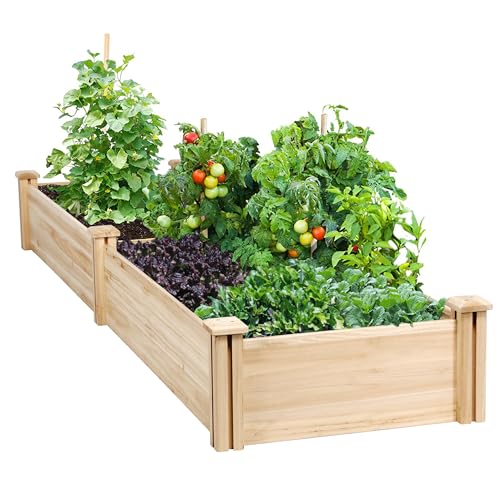 Yaheetech 82ft Wooden Horticulture Raised Garden Bed Divisible Elevated Planting Planter Box for Flowers/Vegetables/Herbs in Backyard/Patio Outdoor, Natural Wood, 95 x 25 x 11in