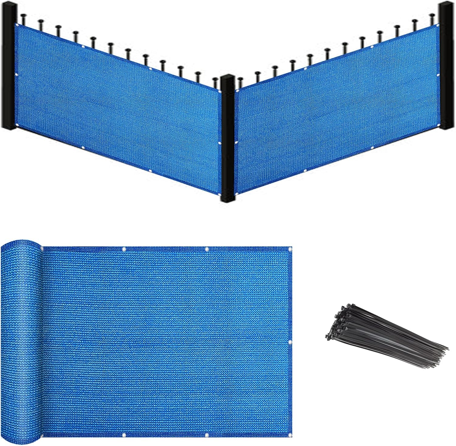 Eden's Decor Balcony Privacy Screen Cover Mesh Windscreen Weather-Resistant UV Protection for Backyard Deck, Patio, Balcony, Pool, Porch, Fence, Railing, Gardening (Blue,6'x 15')