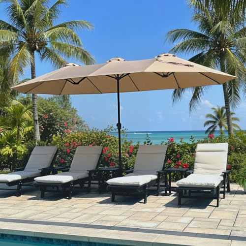 PHI VILLA 15ft Double-Sided Patio Umbrella