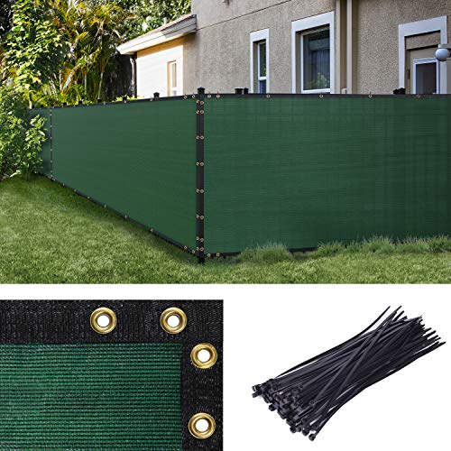 Amgo Custom Made 4' x 137' Green Fence Privacy Screen Windscreen with Bindings & Grommets, Heavy Duty for Commercial and Residential, 90% Blockage, Cable Zip Ties Included (We Customize)