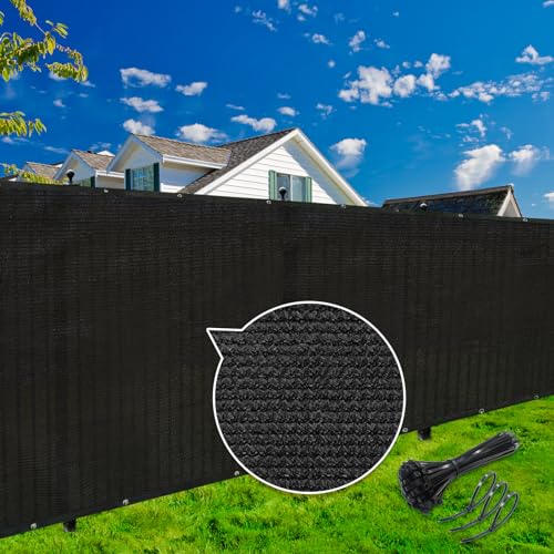 KANAGAWA 6ft x 50ft Privacy Screen Fence, 90% Blockage Heavy Duty 175 GSM Fencing Mesh Net Cover for Outdoor Wall Garden Yard Backyard 80 Cable Zip Ties Included Black