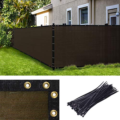 Amgo Custom Made 4' x 79' Brown Fence Privacy Screen Windscreen with Bindings & Grommets, Heavy Duty for Commercial and Residential, 90% Blockage, Cable Zip Ties Included (We Customize)