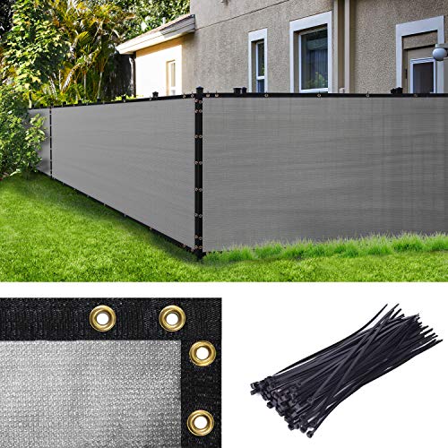 Amgo Custom Made 4' x 173' Grey Fence Privacy Screen Windscreen with Bindings & Grommets, Heavy Duty for Commercial and Residential, 90% Blockage, Cable Zip Ties Included (We Customize)